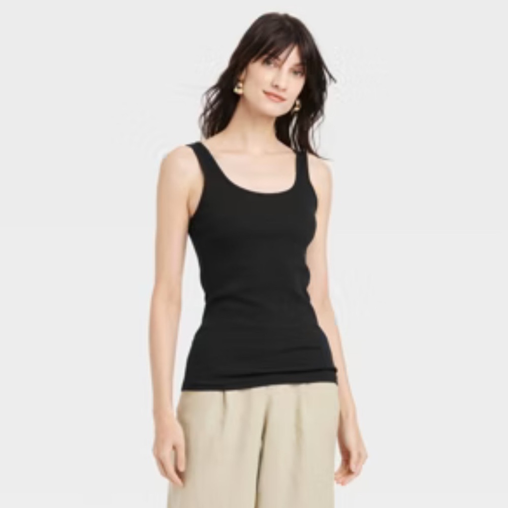 A New Day Fitted Black Tank Top